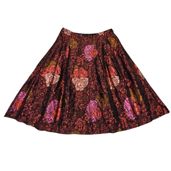 Teri Jon Rickie Freeman Jacquard Skirt Taffeta Floral Formal Midi Full Red 12 - Picture 2 of 16